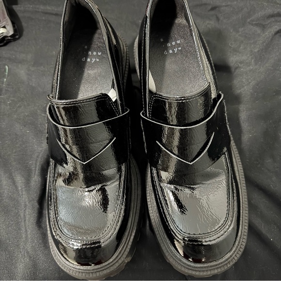 A New Day Black Patent‎ Leather Chunky Loafers - Picture 2 of 7